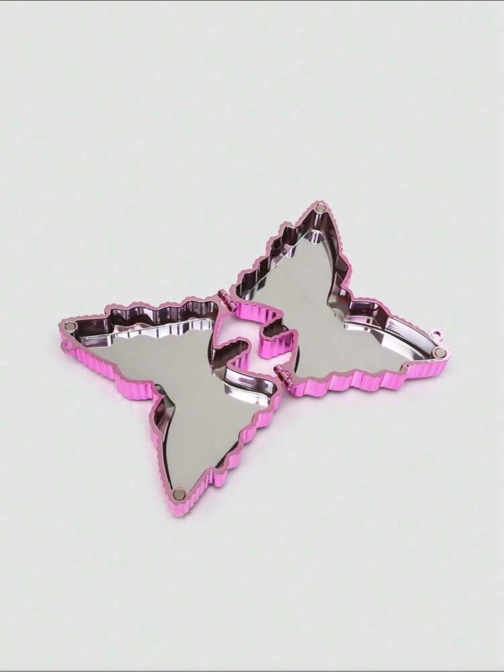 Shiny Pink Metallic Butterfly Mini Crossbody Bag with Crystal Accents - Picture 7 of 7